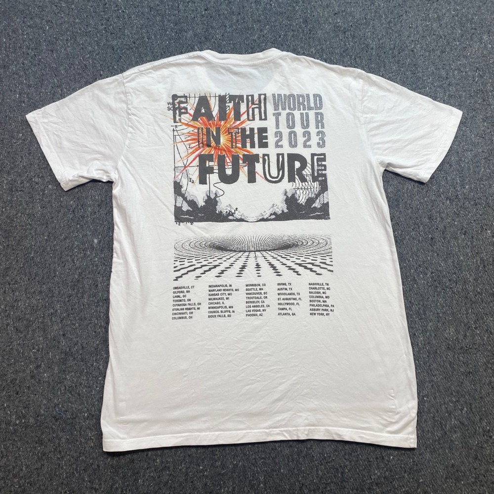 Louis Tomlinson Faith In The Future World Tour 2023 TShirt Sz L Mens White Band - Picture 6 of 10